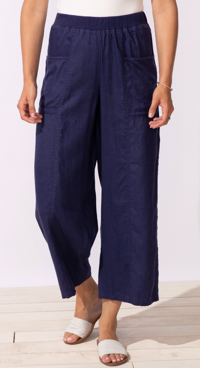 LAKE LINEN CROP PANT