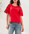 SANGRIA FLUTTER SLEEVE TOP