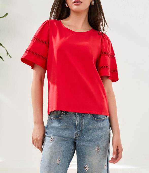 SANGRIA FLUTTER SLEEVE TOP