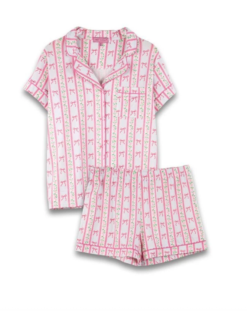 SS BUTTON BOW YOUTH PJ SET