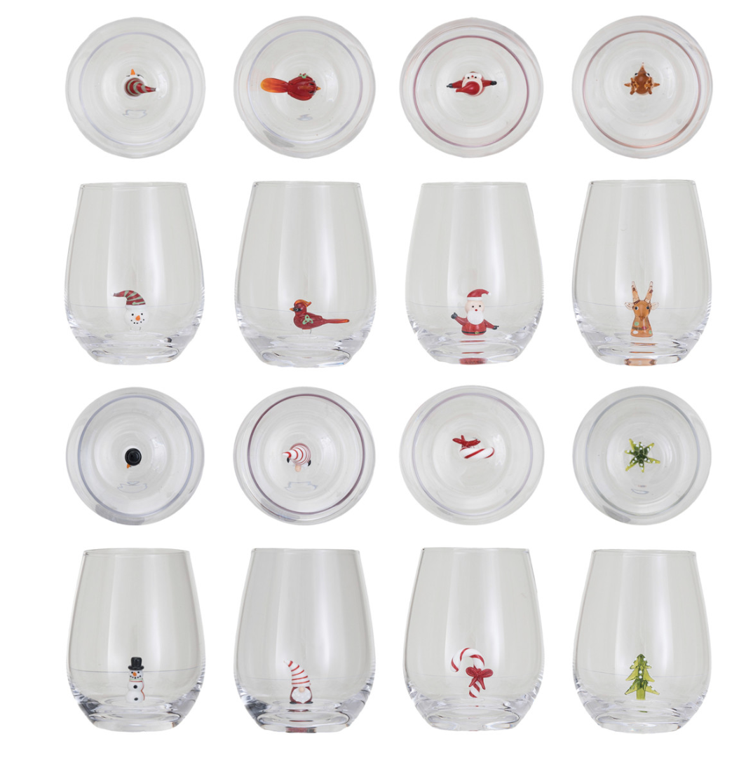 HOLIDAY FIGURE WINE GLASS