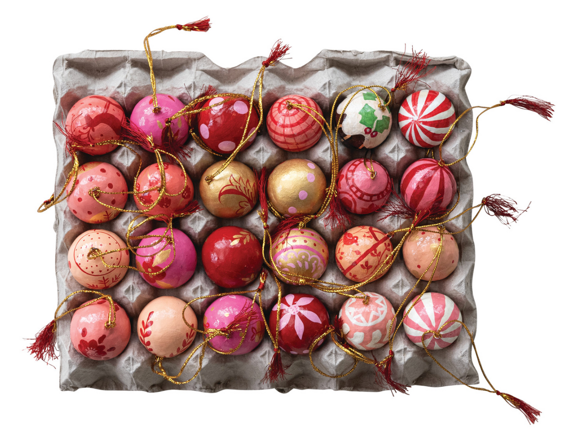 PAPER MACHE BALL ORNAMENTS