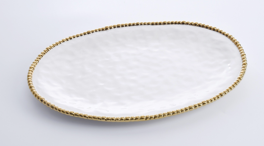 PAMPA BAY ROUND PLATTER WHITE/GOLD