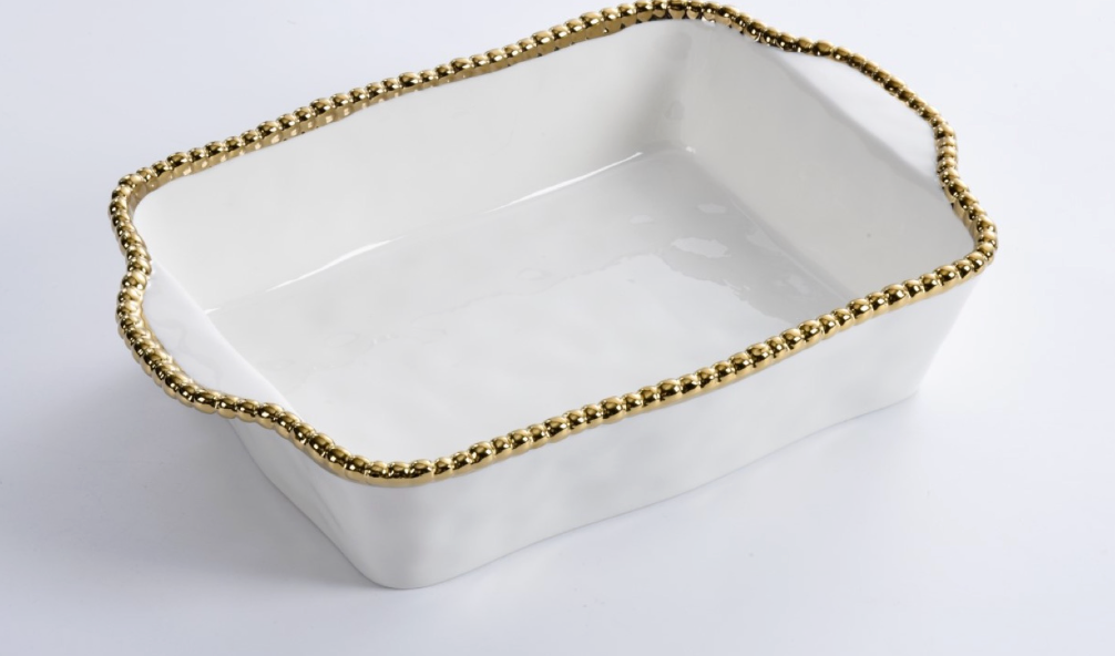 PAMPA BAY RECTANGULAR BAKING DISH WHITE GOLD