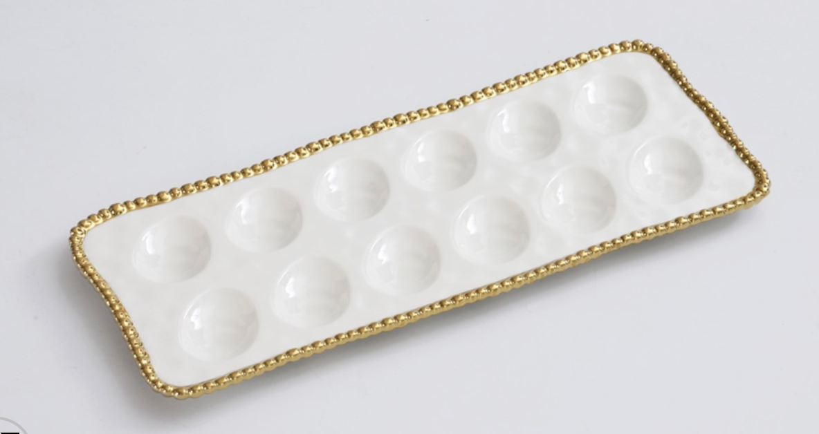 PAMPA BAY  SALERNO DEVILED EGG TRAYS WHITE/GOLD