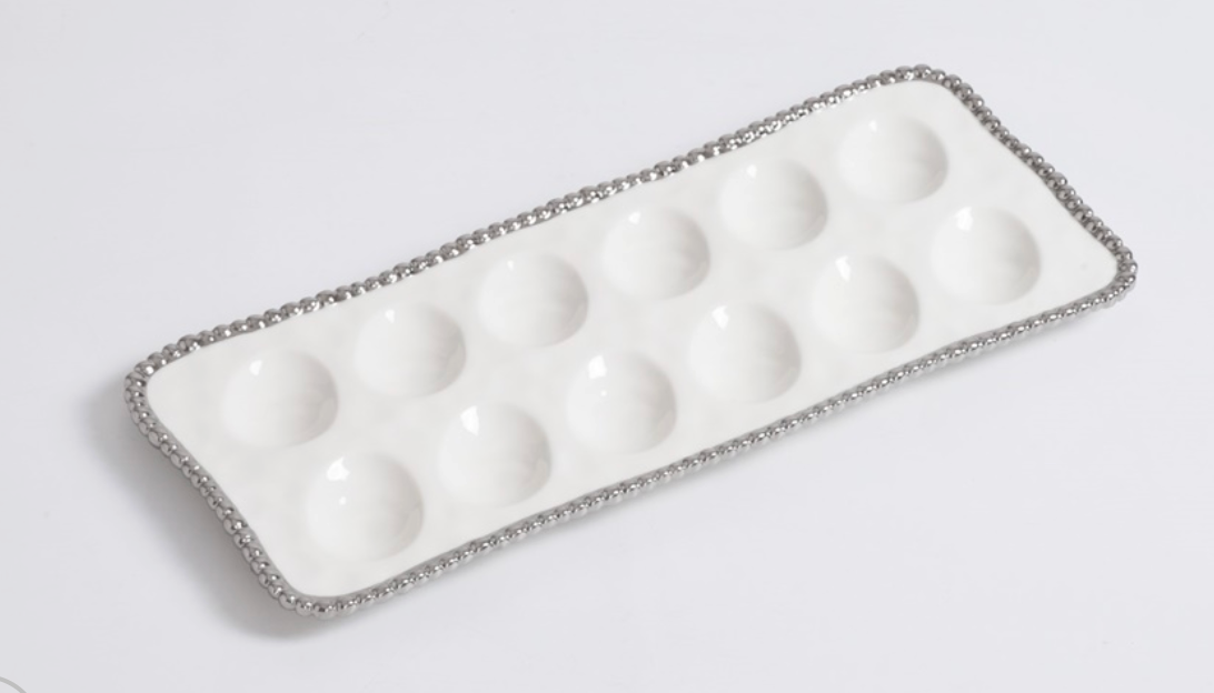 PAMPA BAY  SALERNO DEVILED EGG TRAYS WHITE/SILVER