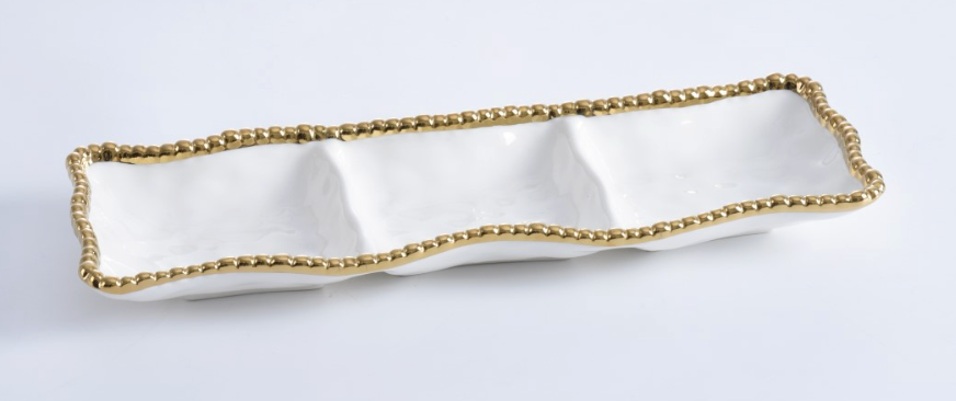 PAMPA BAY 3-SECTION SERVING PIECE  WHITE GOLD
