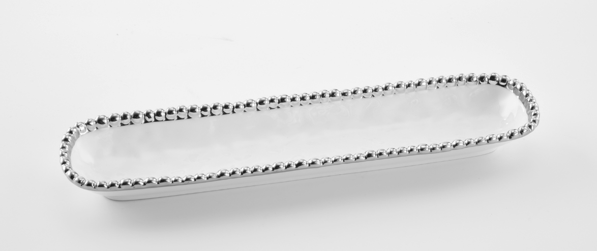 PAMPA BAY CRACKER TRAY WHITE WITH SILVER