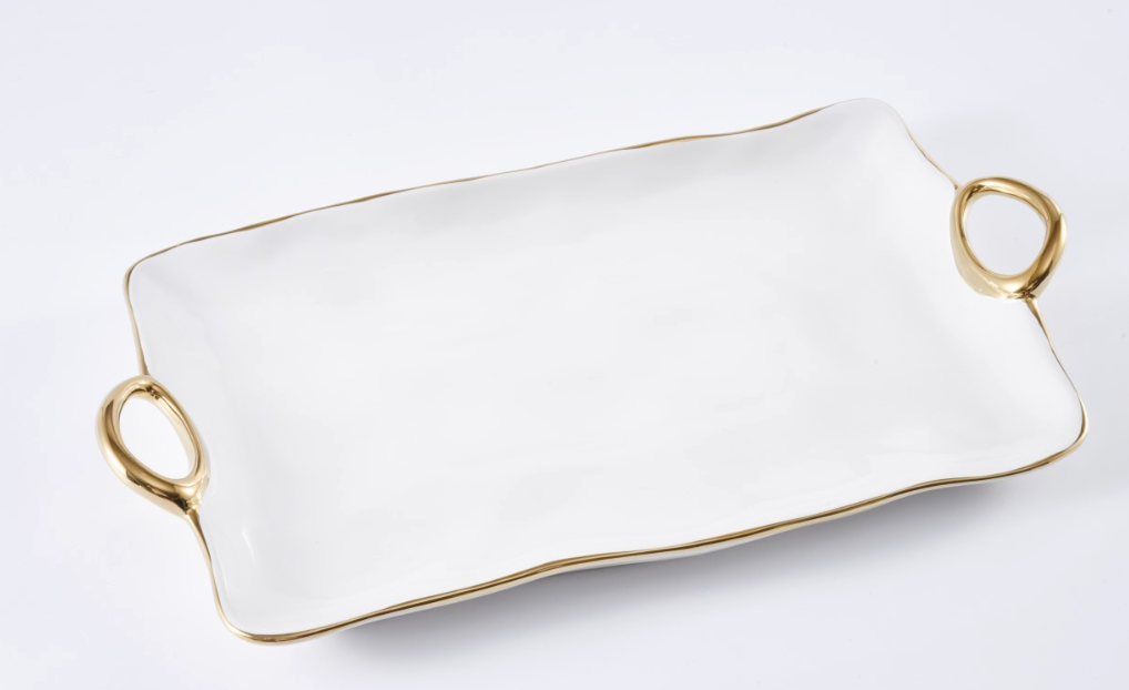 PAMPA BAY LARGE PLATTER WHITE GOLD