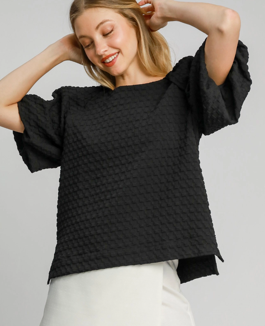 Jaquard Round Neck Top