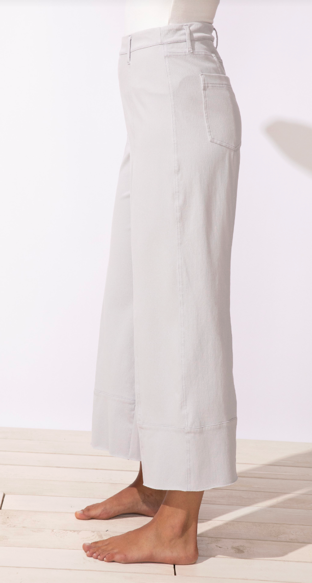 COMFORT KNIT DENIM CROP FLOOD JEAN - DUNE