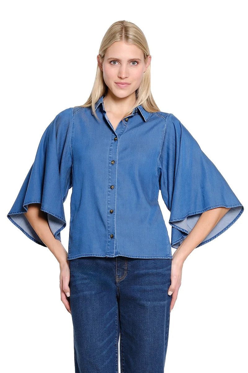 CAPE SLEEVE DENIM TOP