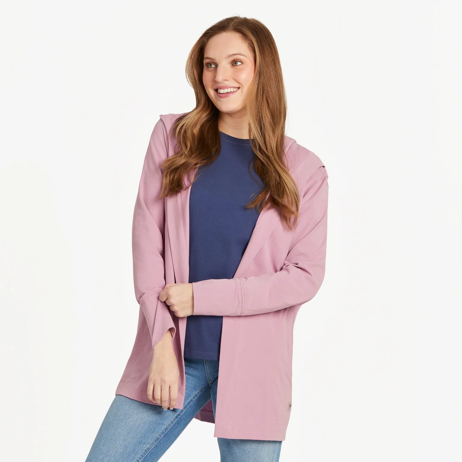 LIFE IS GOOD FLEX OPEN CARDIGAN  VIOLET PURPLE - SIZE:SMALL
