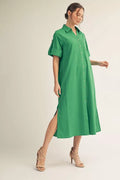BUTTON DOWN MIDI DRESS