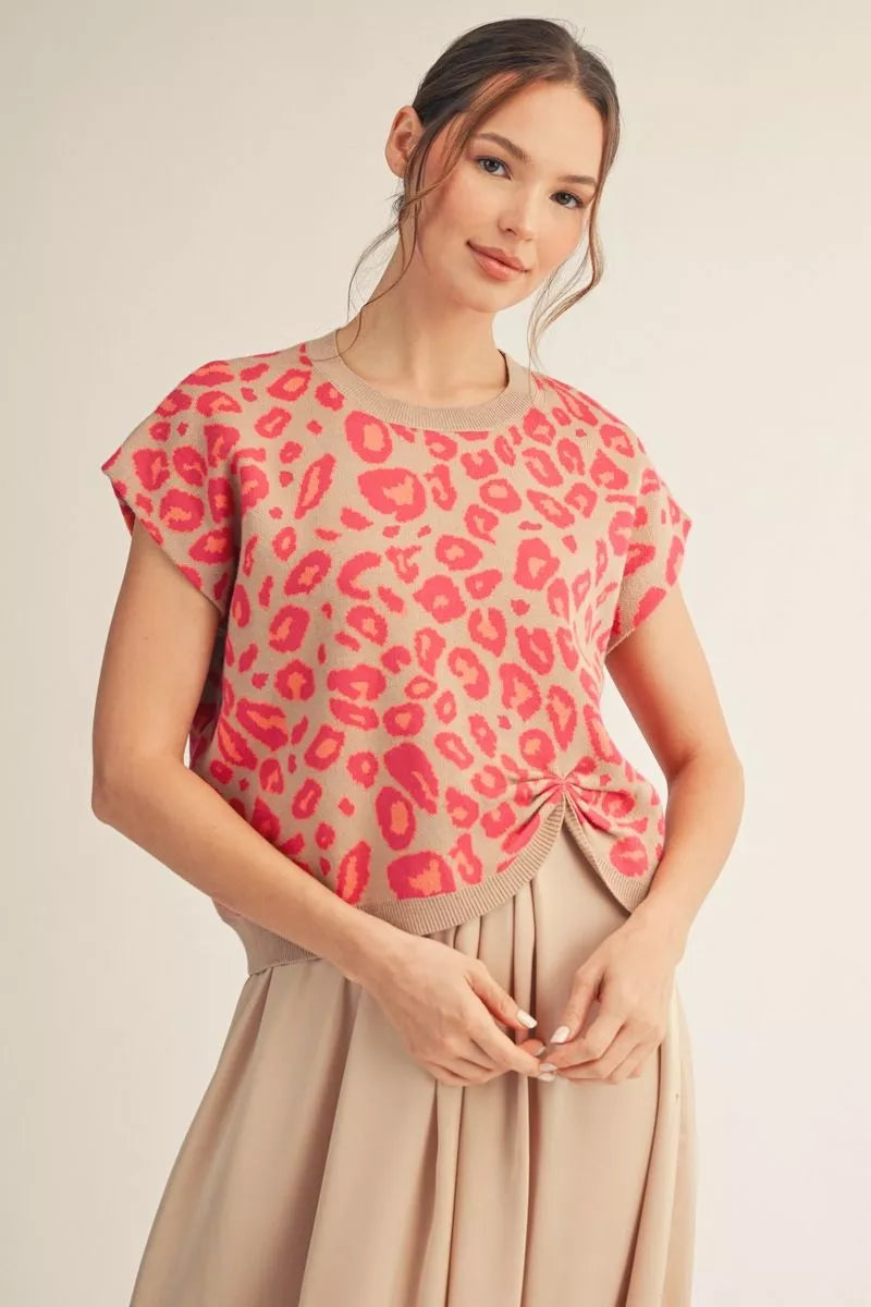 HOT PINK PLEAT SWEATER