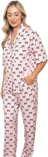BLACK & PINK BOW PAJAMA SET