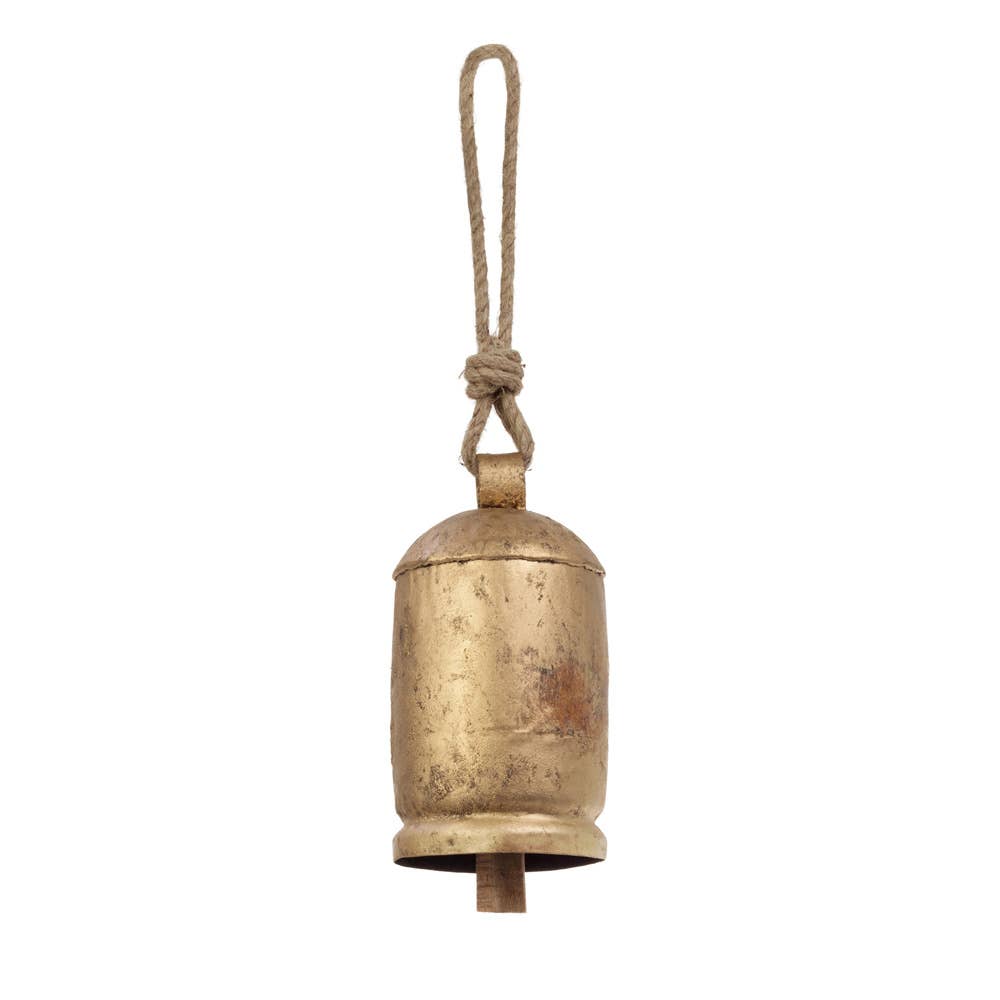 7.75" Long Gold Bell with Jute Christmas Decor