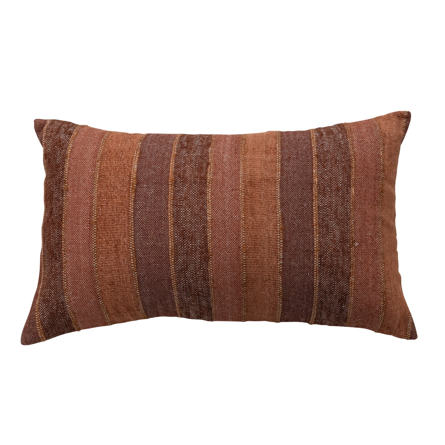 Woven Blend Slub Striped Pillow with Chambray Back (Each Will Vary)