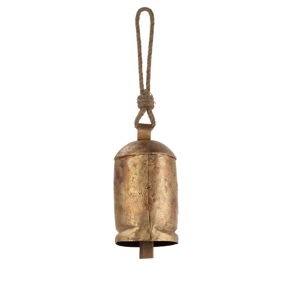 7.75" Long Gold Bell with Jute Christmas Decor