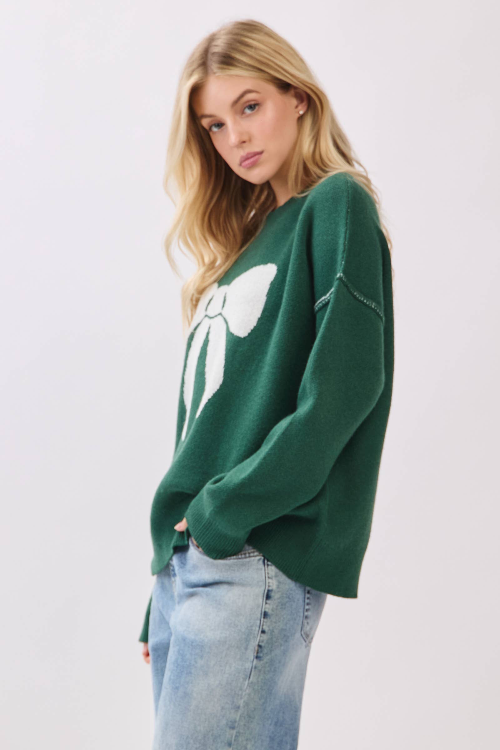 Christmas Bow Print Sweater