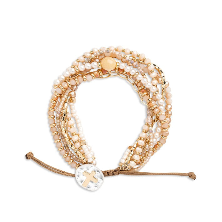 Beaded Prayer Bracelet - Champagne