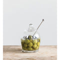 OLIVE GLASS JAR W/ SPOON