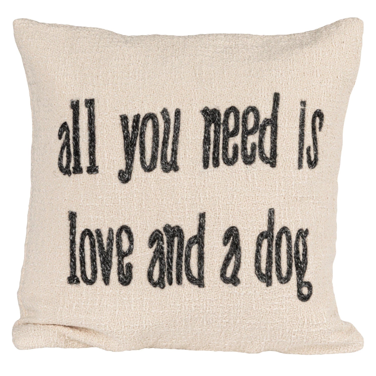 18" Square Cotton & Jute Pillow w/ Saying