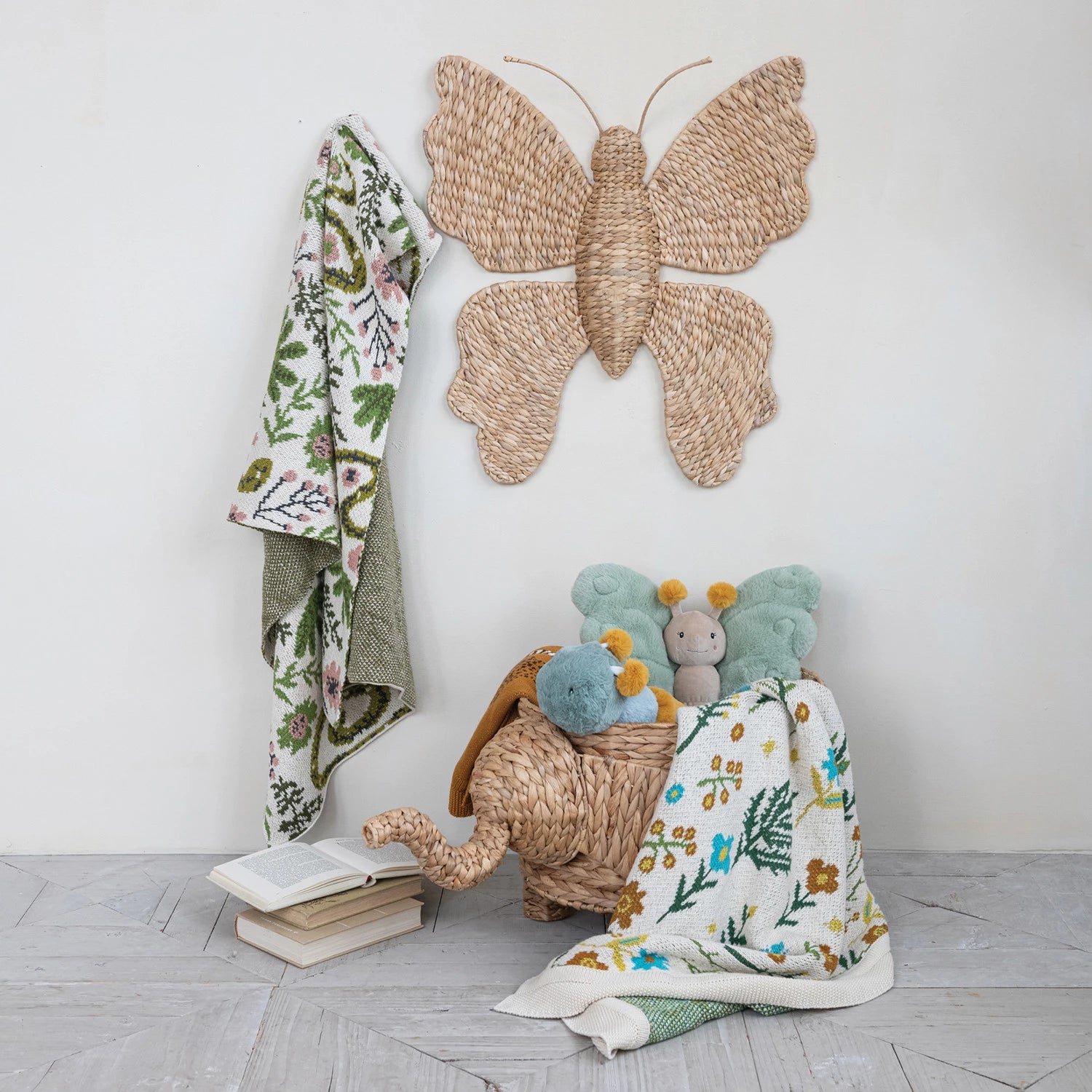 Hand-Woven Water Hyacinth Butterfly Wall Décor, Natural