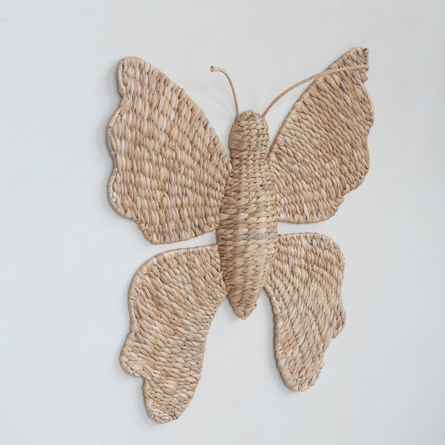 Hand-Woven Water Hyacinth Butterfly Wall Décor, Natural