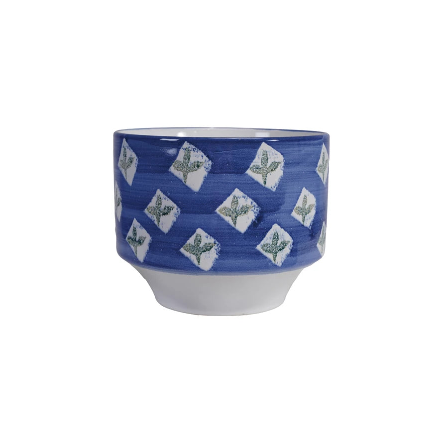Stoneware Planter with Pattern (Holds 7" Pot)