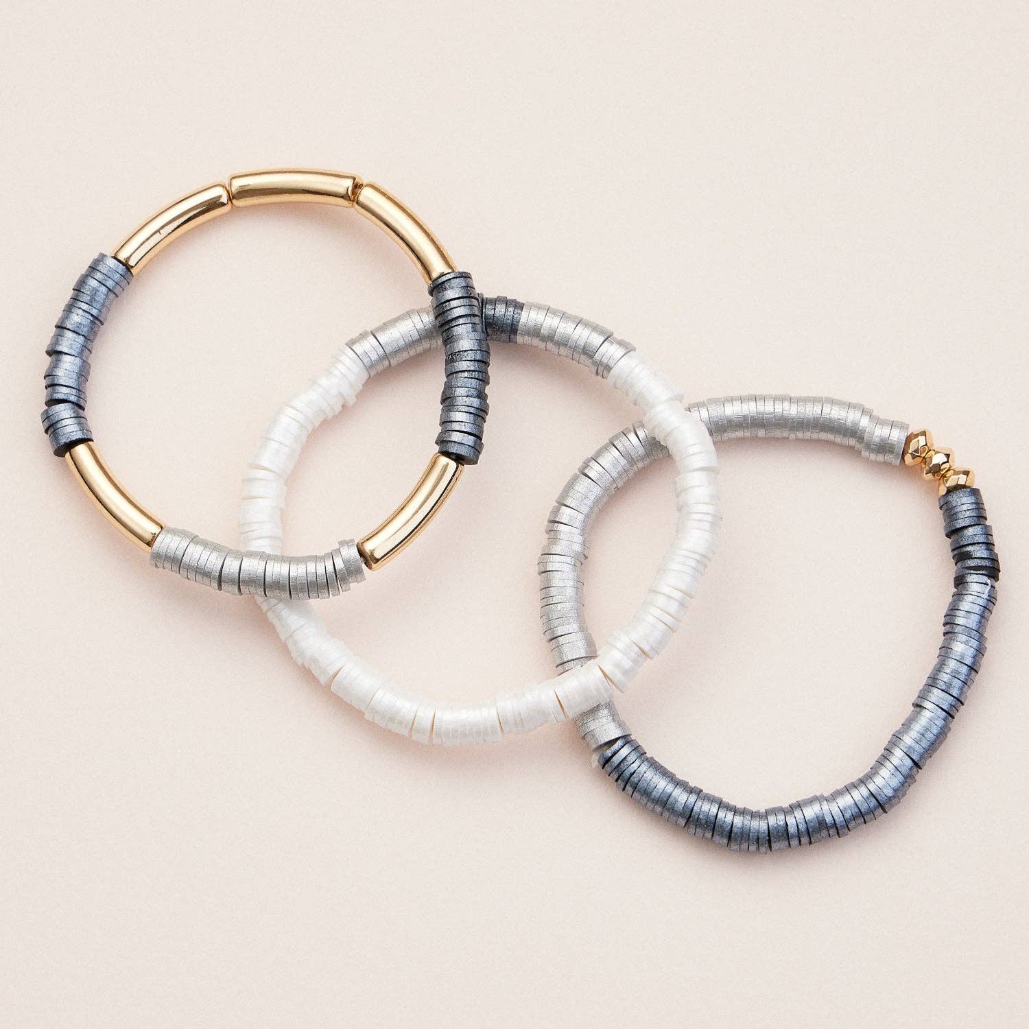 Beaded Stretch Bracelets with Gold Accents