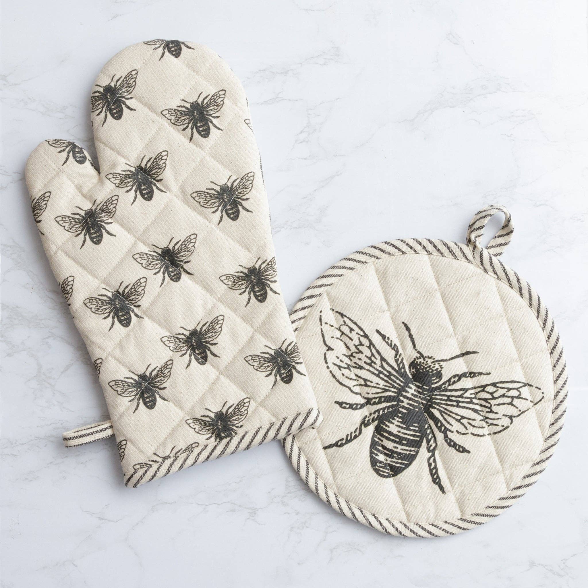 Bee Oven Mitt And Pot Holder - 2PC