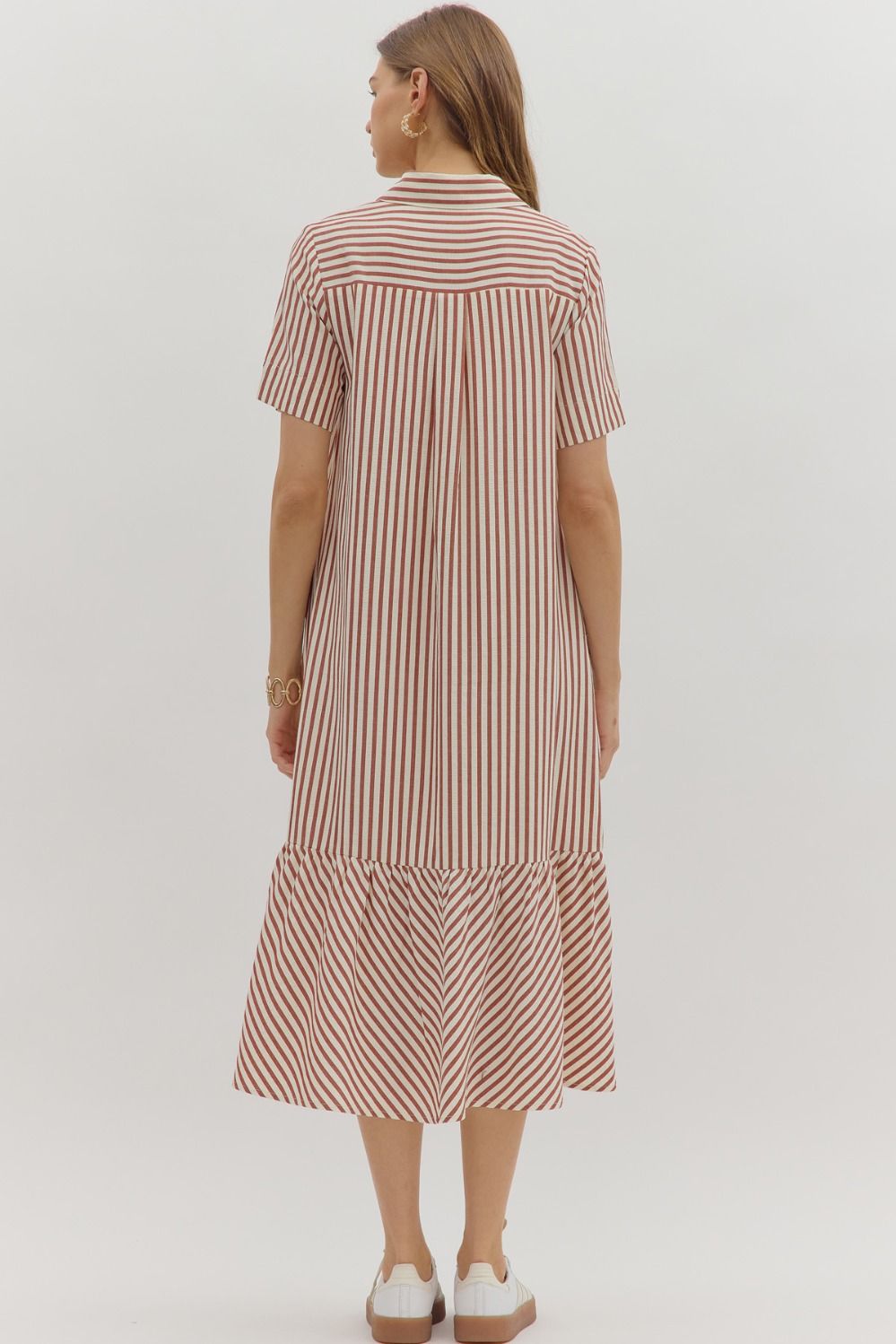 Stripe Seersucker Ruffle Dress