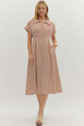 BUTTON FRONT STRIPE DRESS