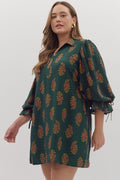 HUNTER GREEN PUFF DRESS