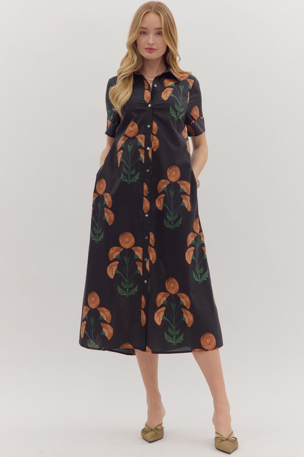 BUTTON FLORAL DRESS