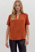 RUST V NECK TOP