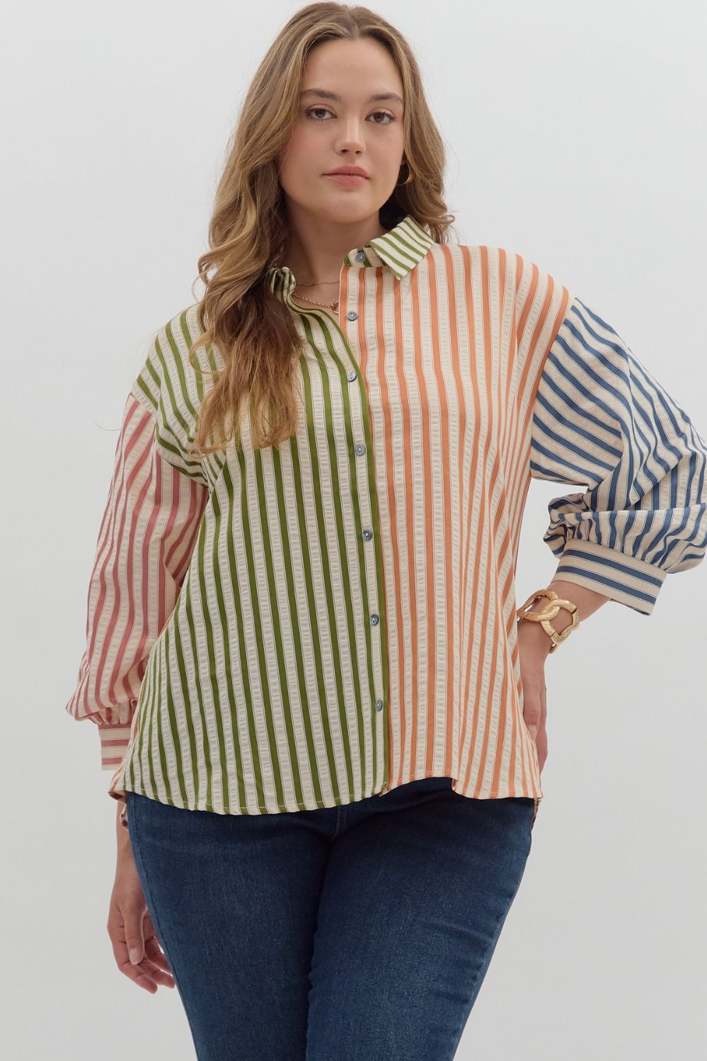 Colorblock Stripe PLUS Top