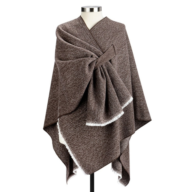 Heathered Keyhole Wrap - Taupe