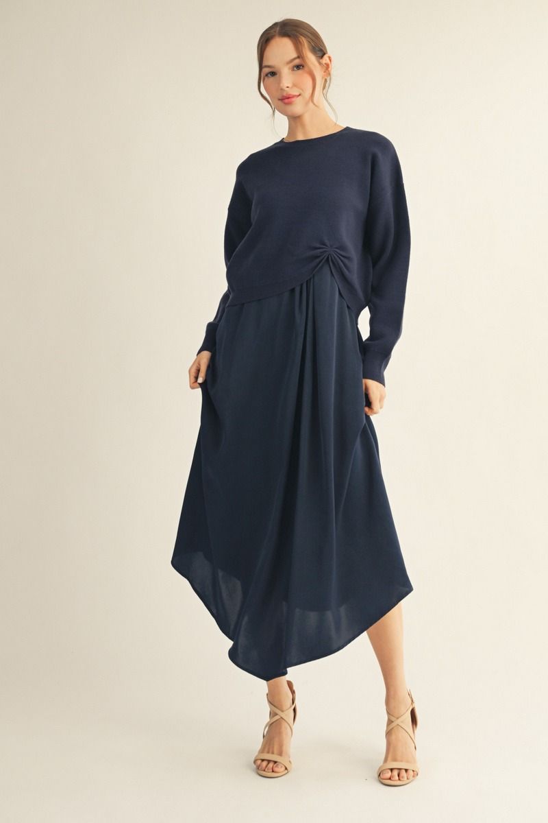 L/S PLEAT SWEATER