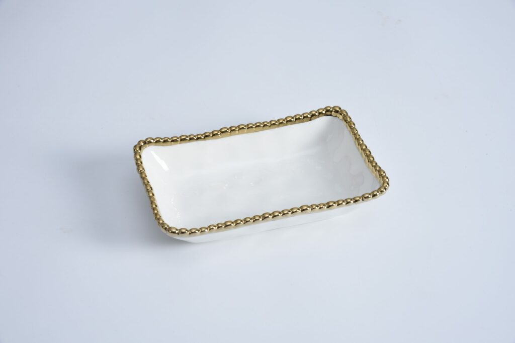 RECTANGULAR DISH WHITE/GOLD
