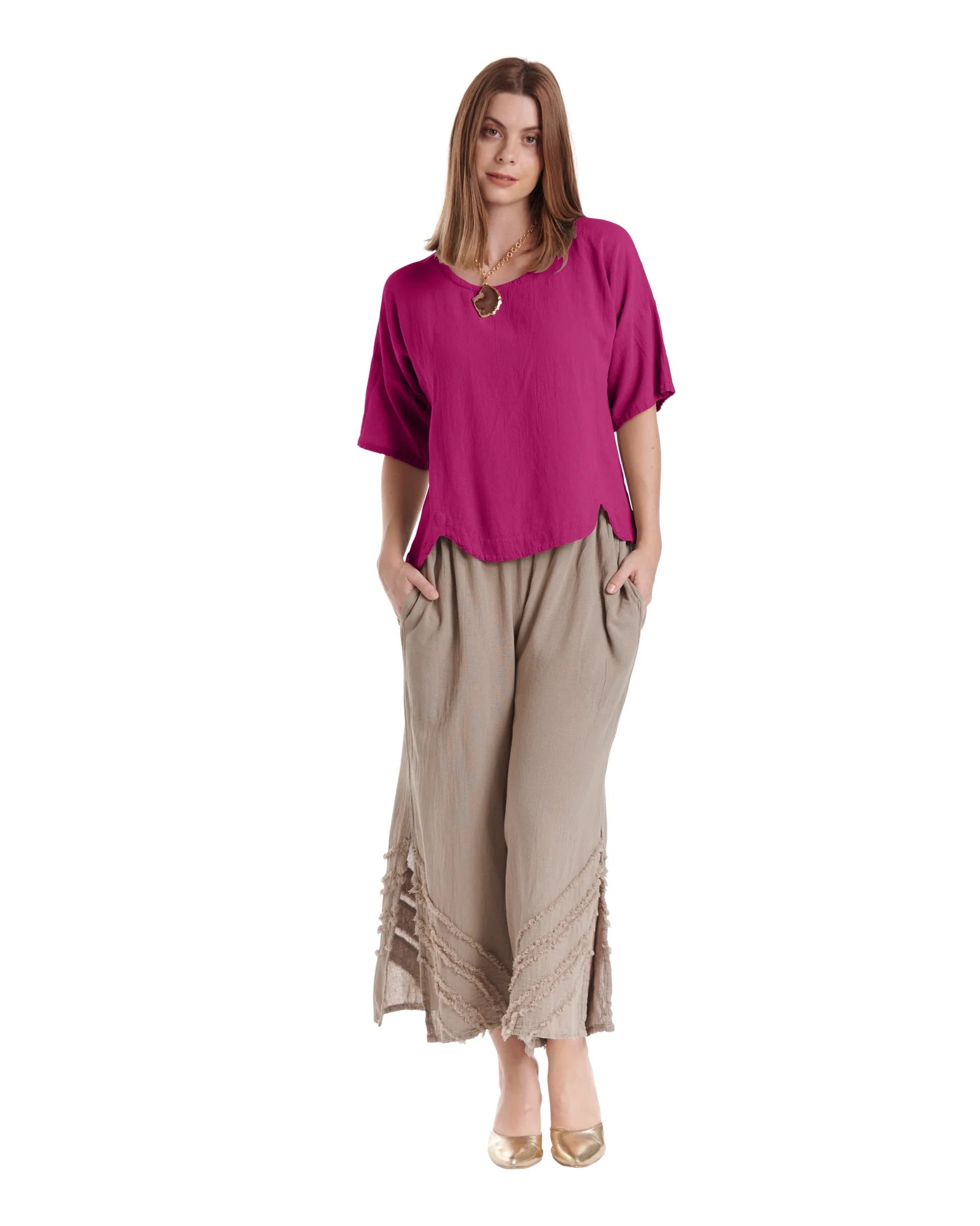 SCALLOP TOP - FUCHSIA