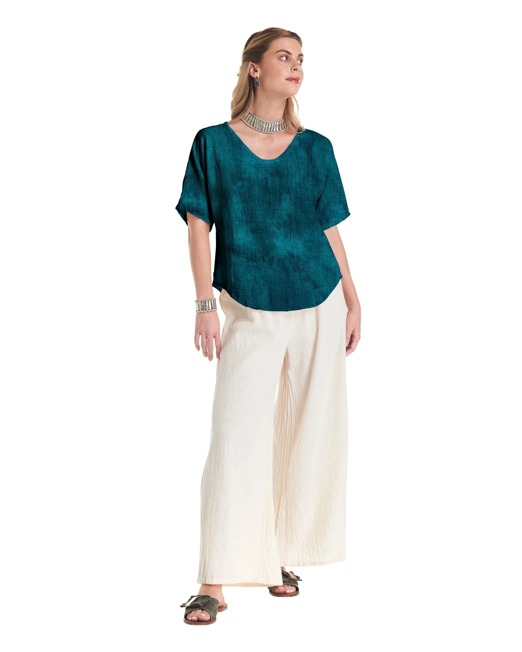 TESS TOP - WASHED-PEACOCK