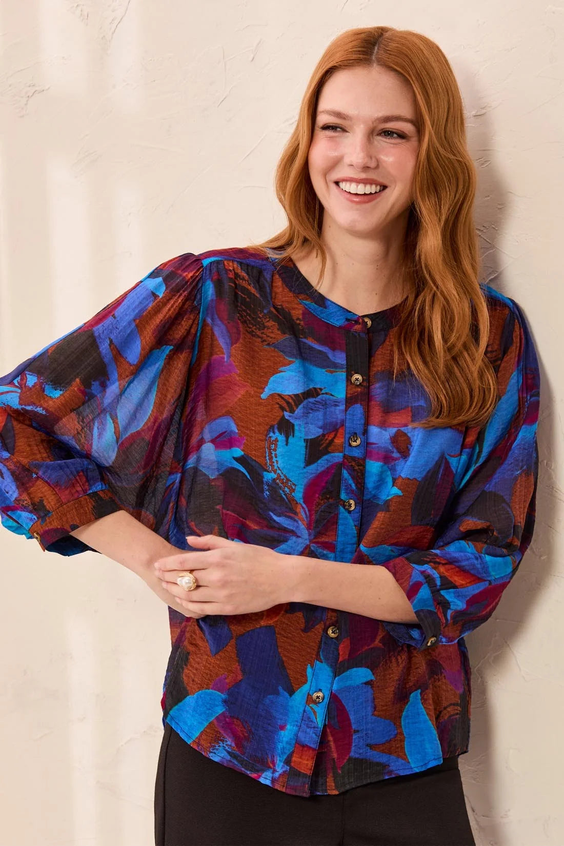 FLOWY DOLMAN SLEEVE BLOUSE