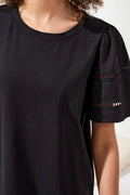 BLACK FLUTTER SLEEVE TOP