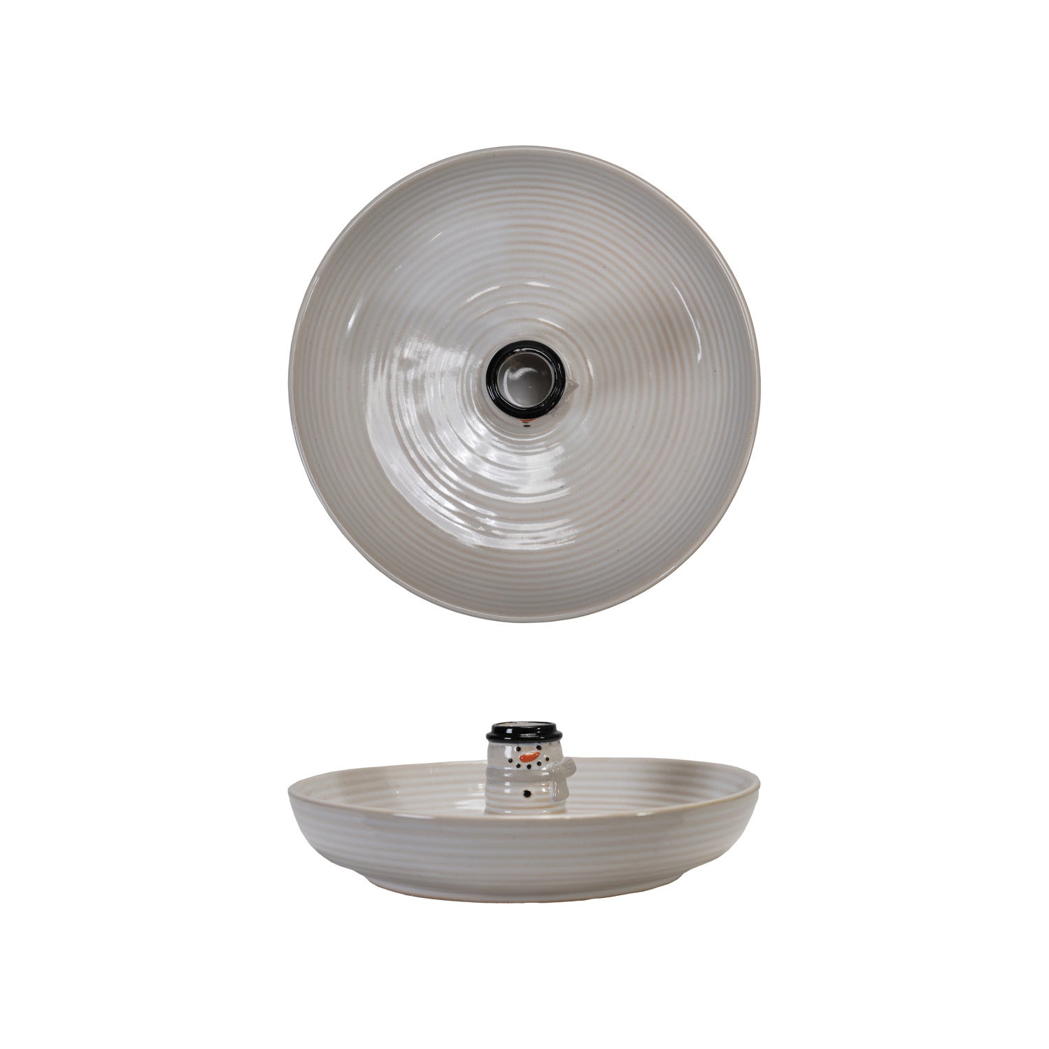 Stoneware Bowl with Snowman Shaped Toothpick Holder (Each Will Vary)