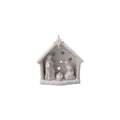 Stoneware Holy Family Tealight Holder with Star Cut-Outs, White