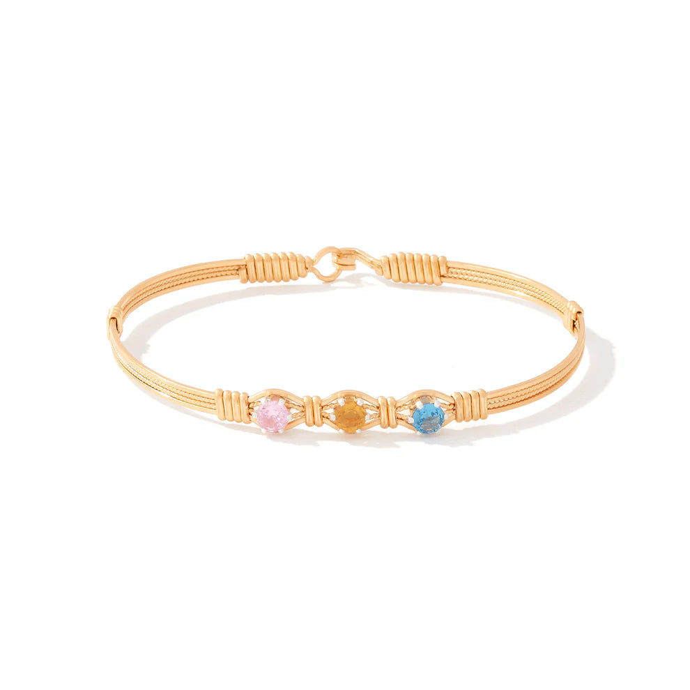 RONALDO DESIGNER JEWELRY YOU ARE MY SUNSHINE BRACELET GOLD 3 STONE - SIZE:7.50